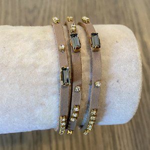 New Authentic Chan Luu Baguette Crystal Taupe Leat